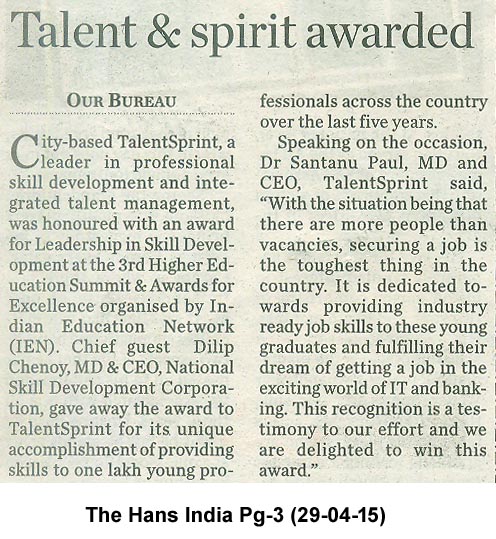 TalentSprint Award Press Coverage