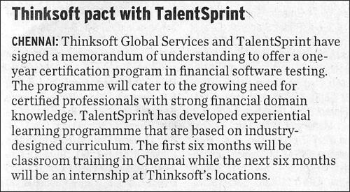 Thinksoft pact with TalentSprint